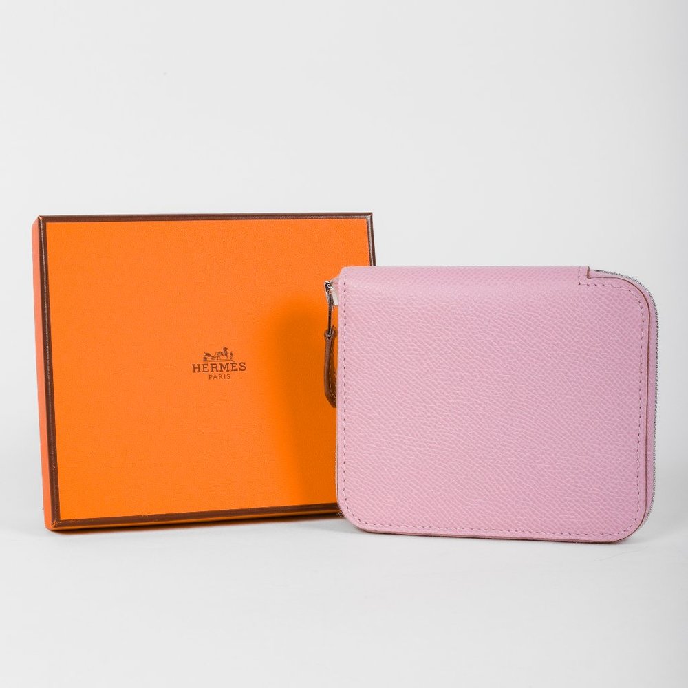 Hermes Silk'In Compact Mauve Sylvestre Leather Wallet